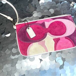 Coach Multicolor Suede Wristlet